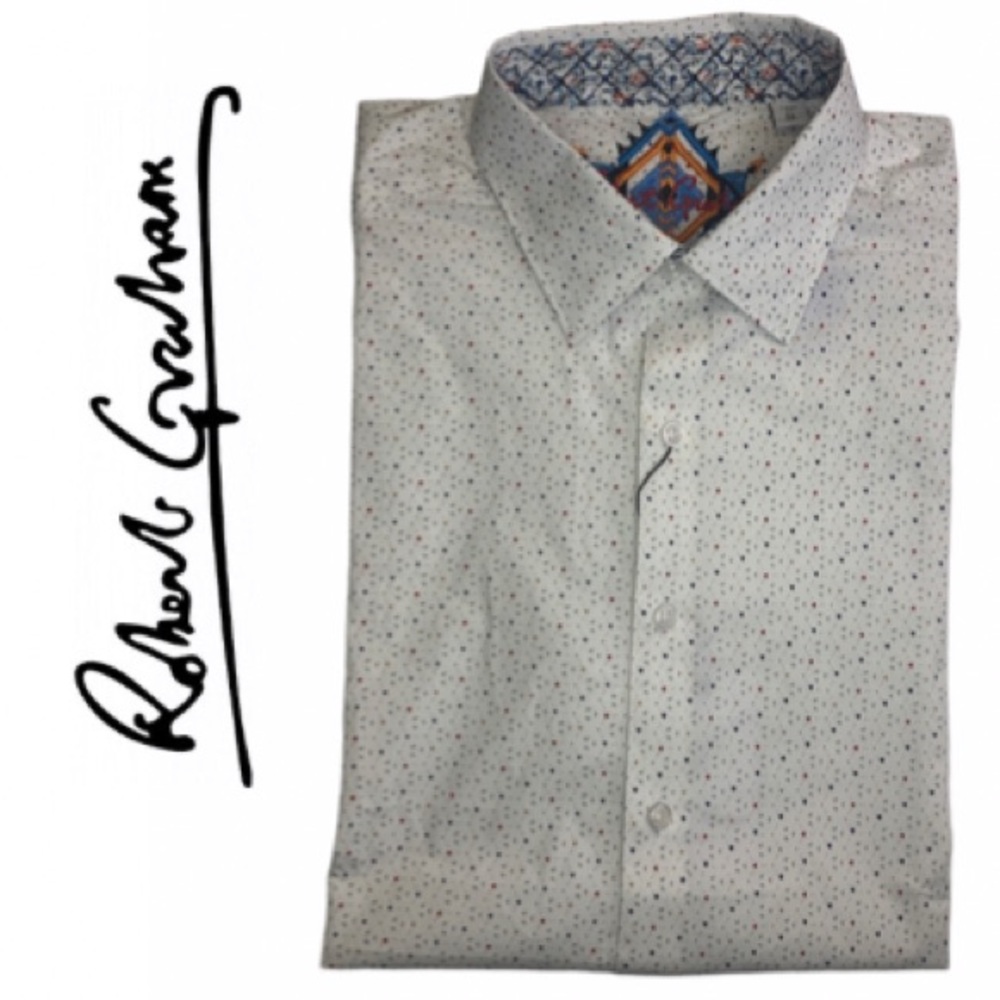 NWT ROBERT GRAHAM WHITE DARDANELLE BUTTON UP SHIRT